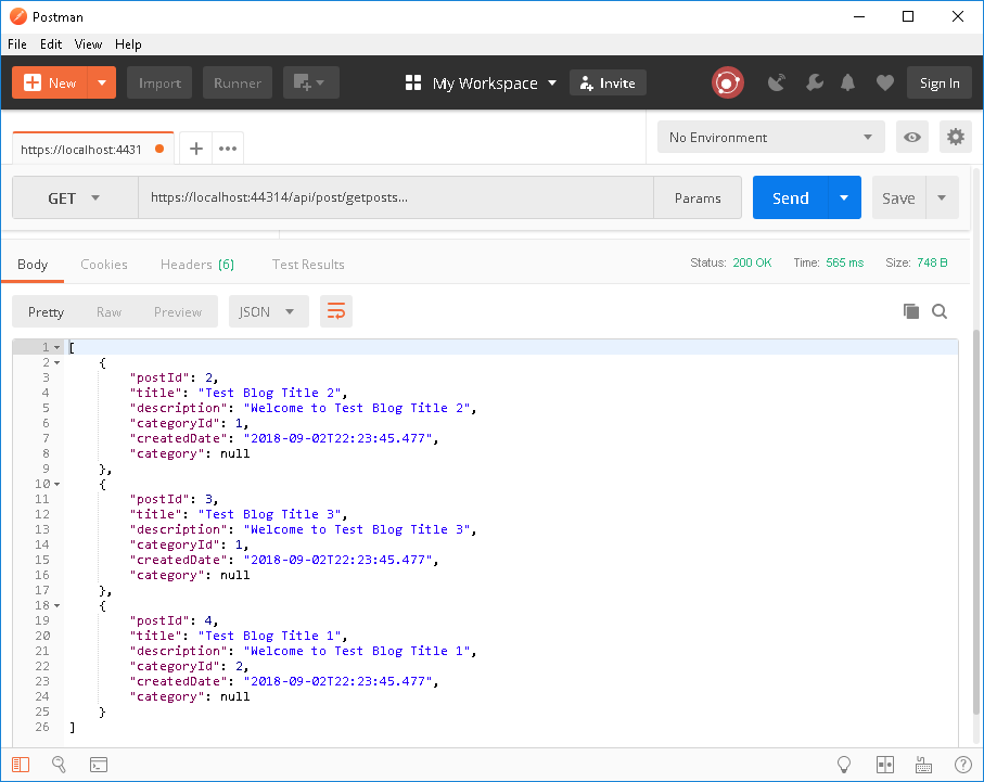 Database first in asp.net Core Web API