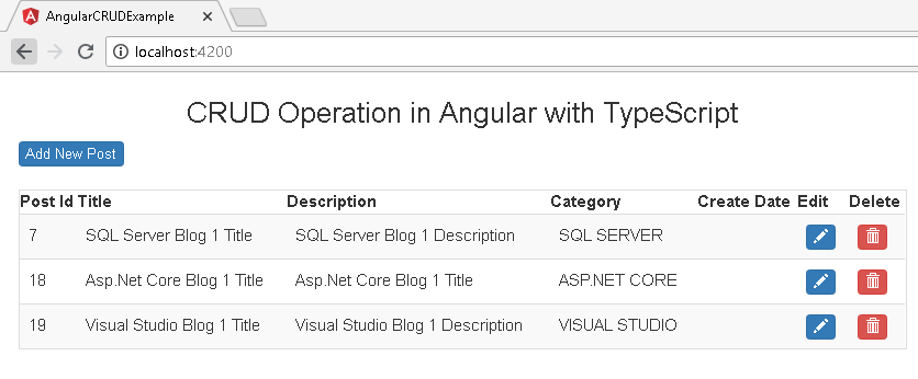 CRUD Angular and Typescript