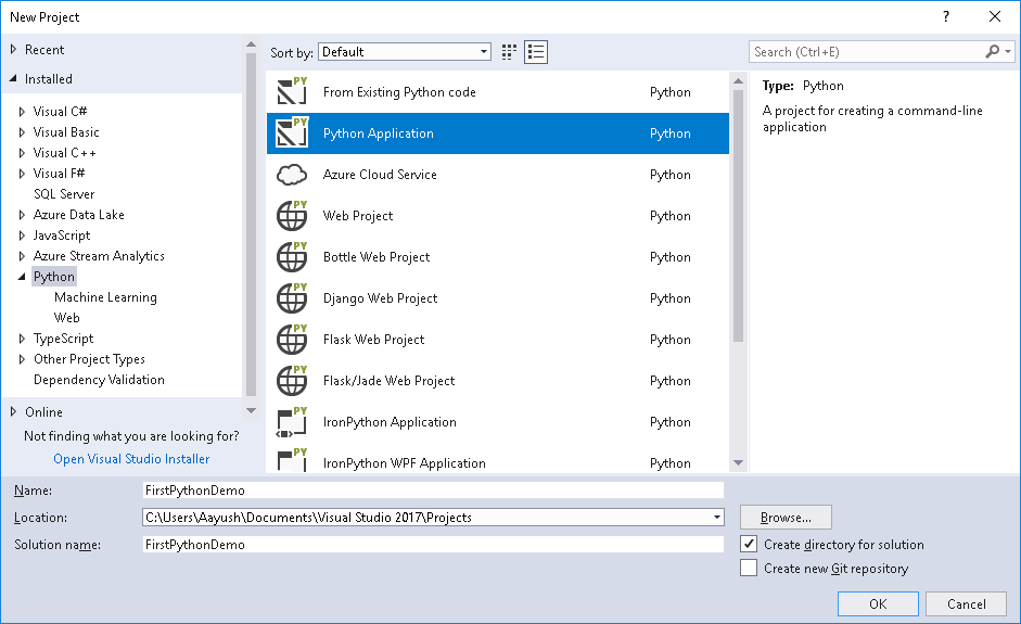 Python Project in Visual Studio