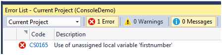 Unassigned Local Variable