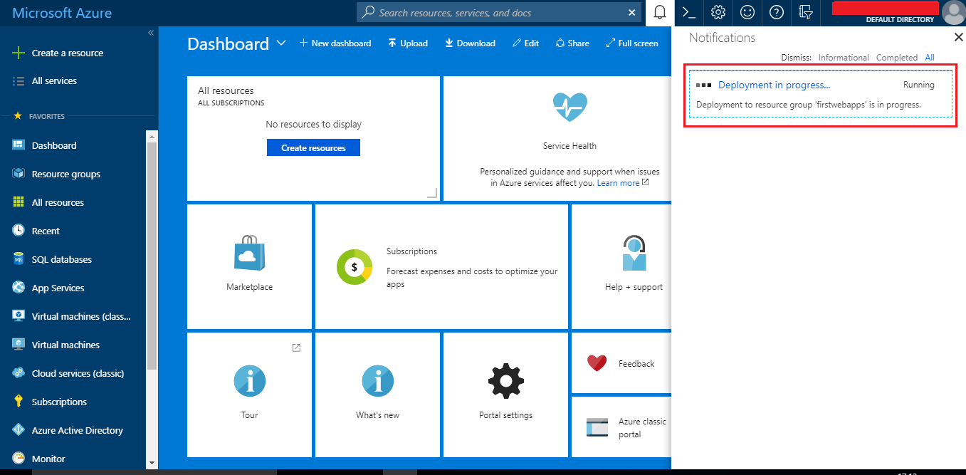 Azure Web Apps in Progress