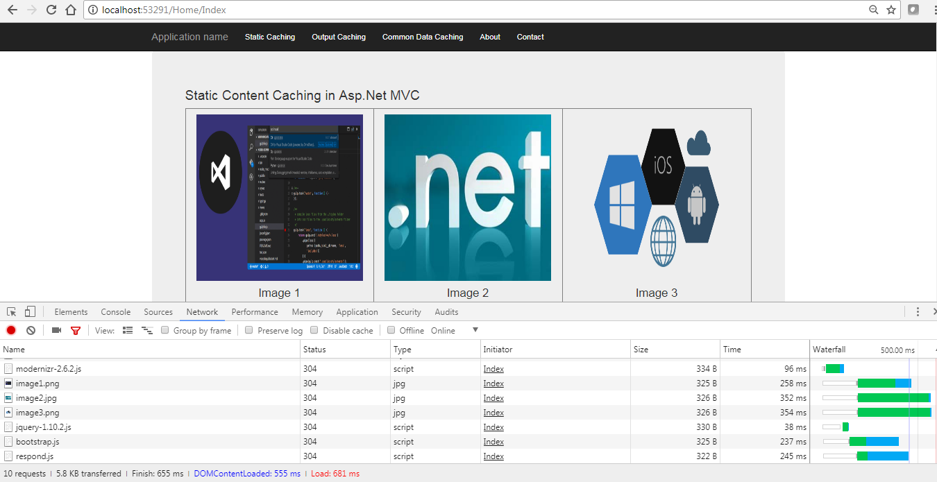 static caching mvc