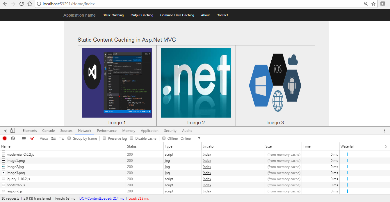 Static caching in mvc