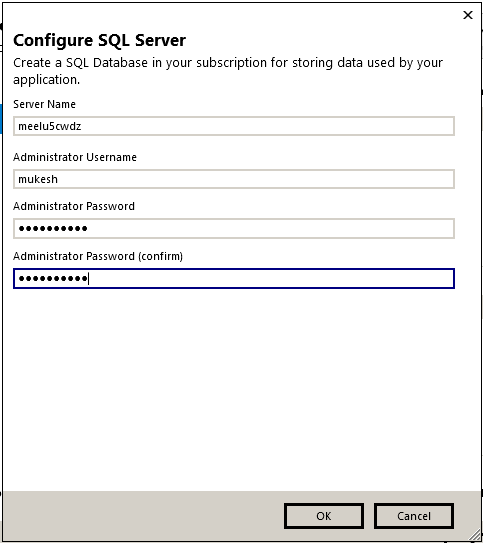 Configure Azure Sql Server