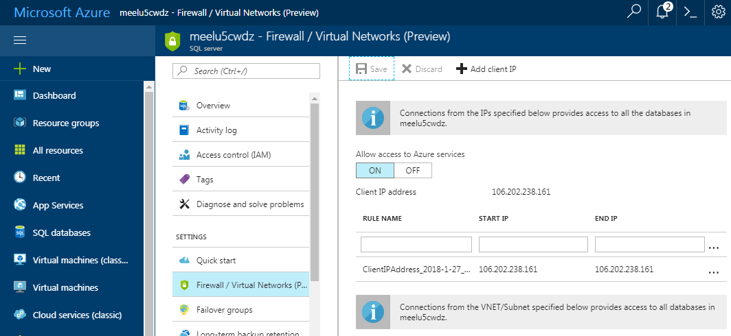 Microsoft Azure Firewall Rules