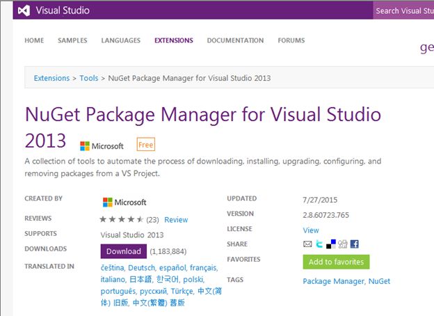 download NuGet Package Manager