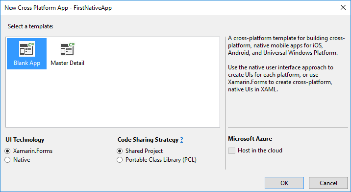 New Cross Platform App Xamarin