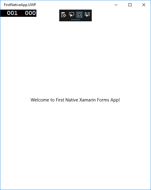 UWP App running