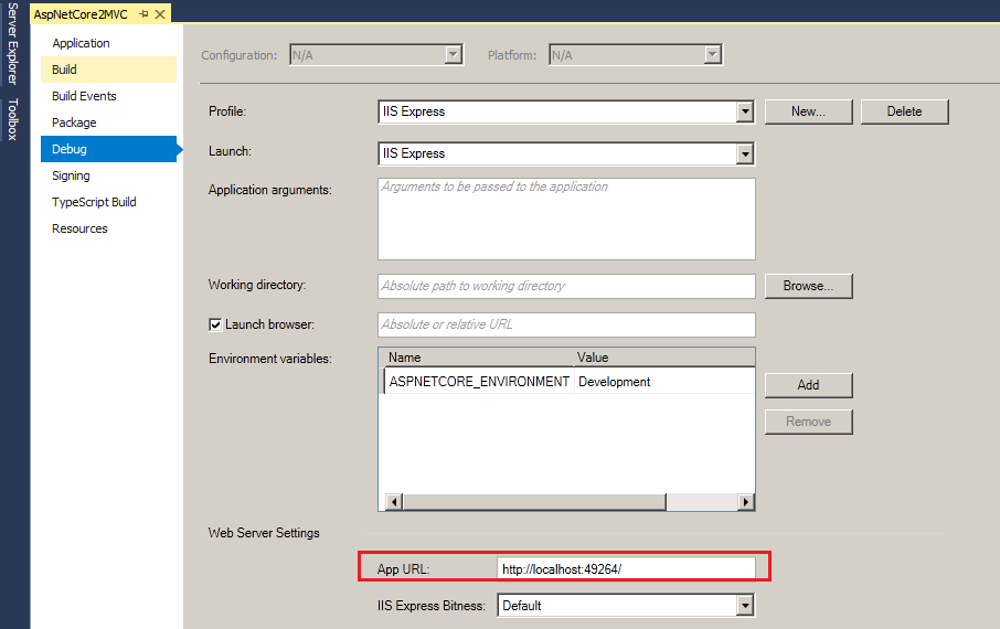 IIS Express Asp.Net Core MVC